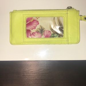Neon yellow floral wallet
